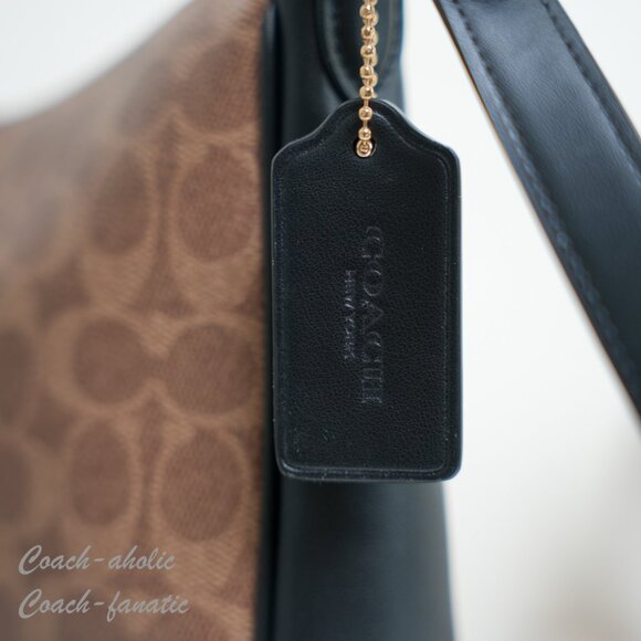 Coach CZ177 Ellie File Bag In Signature Canvas Tan/Black - Picture 7 of 13